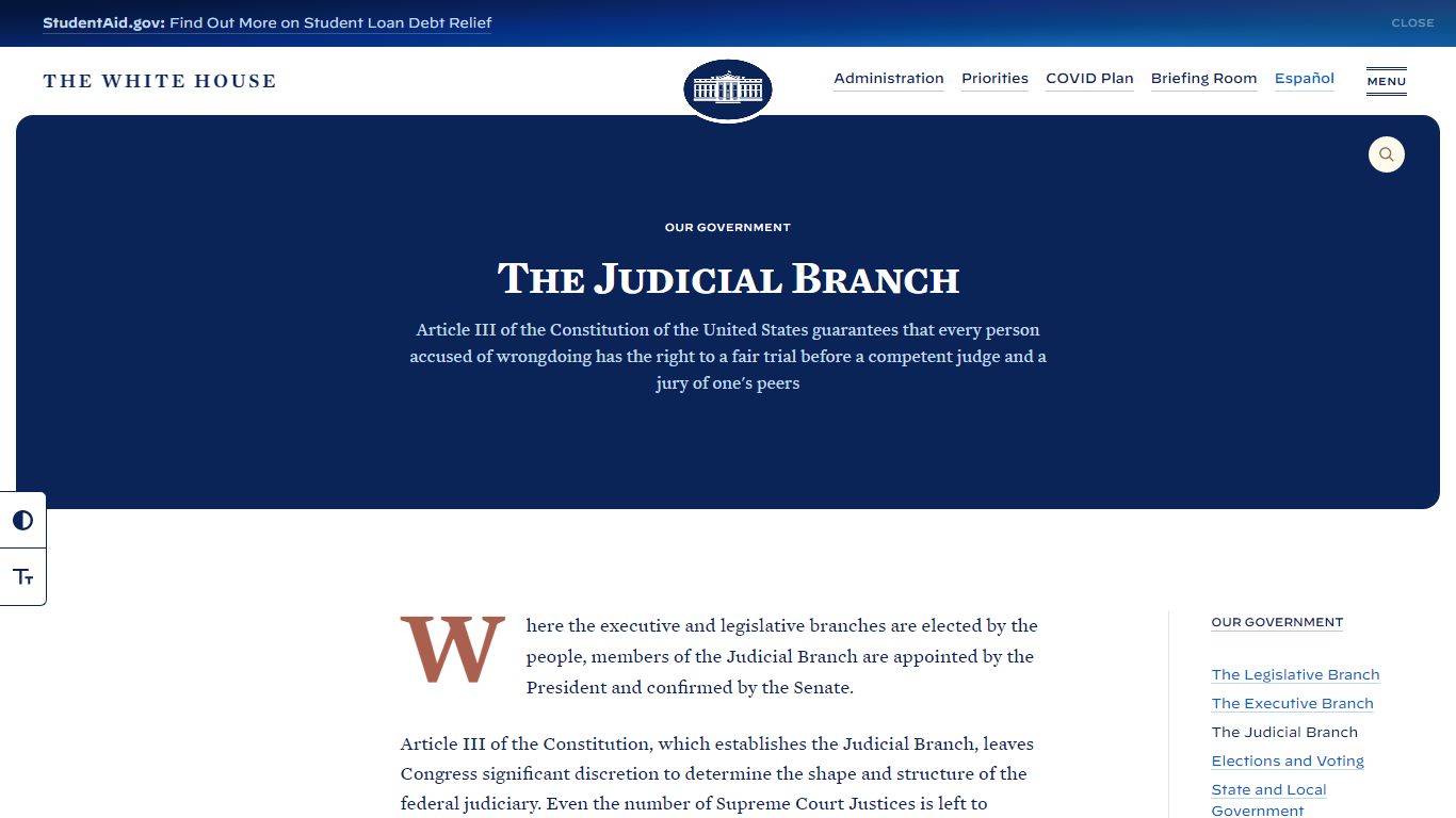 The Judicial Branch - The White House