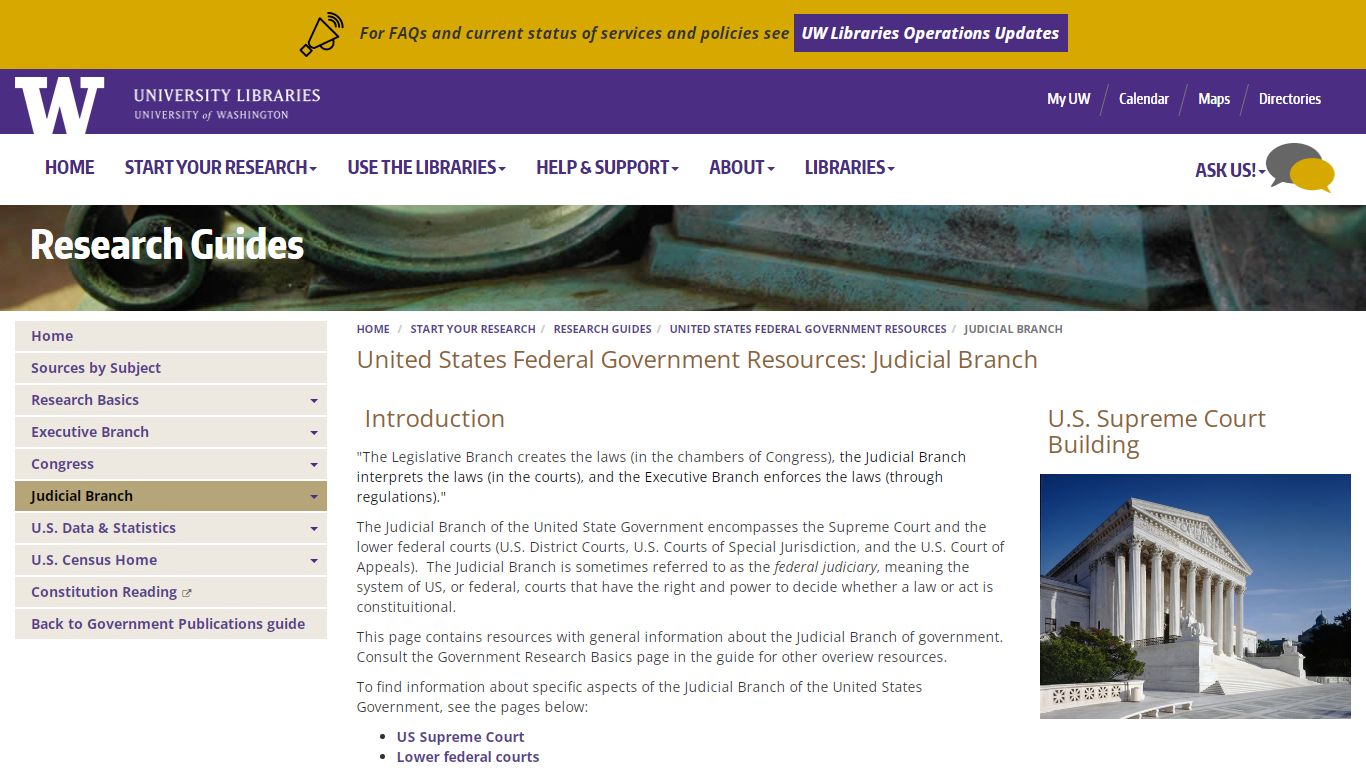 United States Federal Government Resources: Judicial Branch